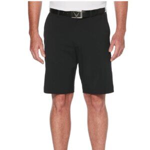 Callaway Apparel Mens Stretch Solid Short with Active Waistband in Caviar Black